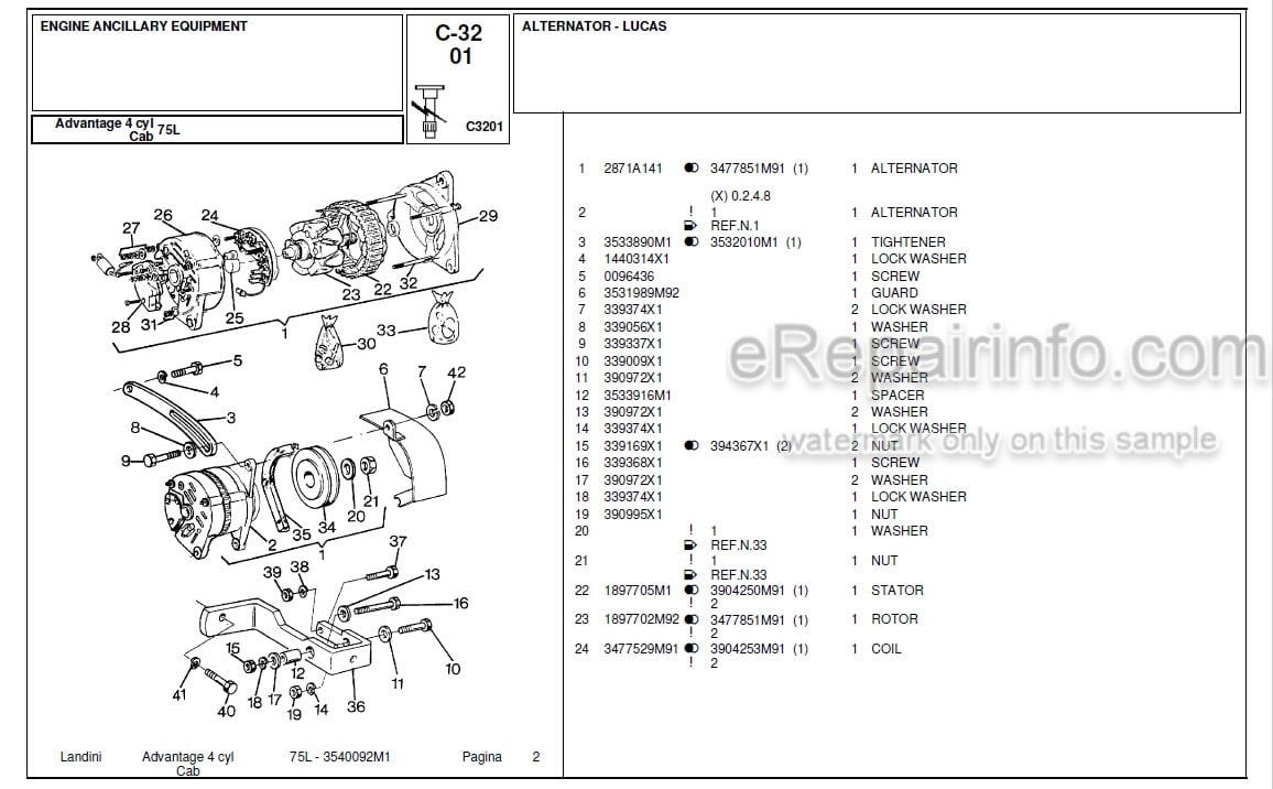 Photo 6 - Landini Advantage 75GT Parts Catalog Tractor 3540096M1