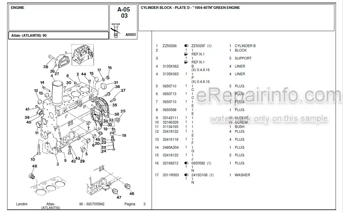 Photo 2 - Landini Atlas Atlantis 90 Parts Catalog Tractor 3657055M2