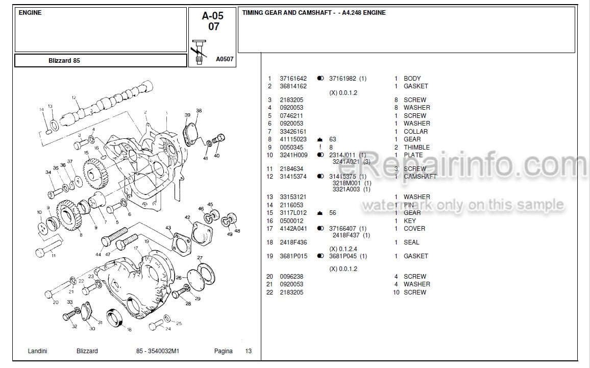 Photo 3 - Landini Blizzard 85 Parts Catalog Tractor 3540032M1