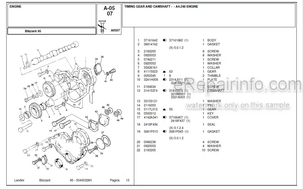 Photo 11 - Landini Blizzard 85 Parts Catalog Tractor 3540032M1