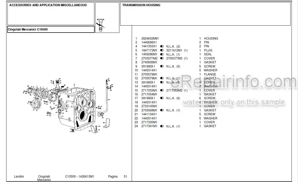 Photo 1 - Landini C10500 Parts Catalog Crawler Tractor 1426613M1