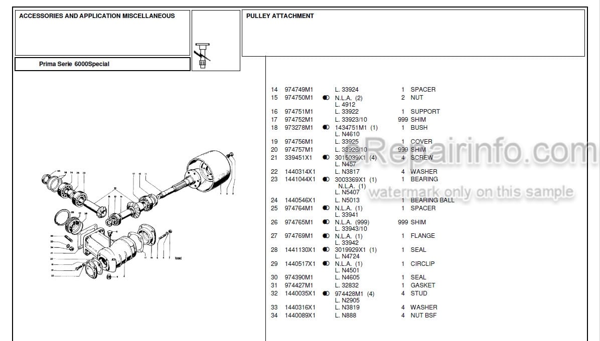 Photo 6 - Landini First Series 6000 Parts Catalog Tractor 1821790M1