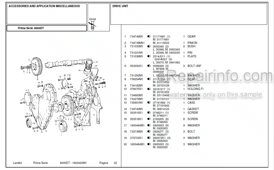 Photo 11 - Landini First Series 8000DT Parts Catalog Tractor