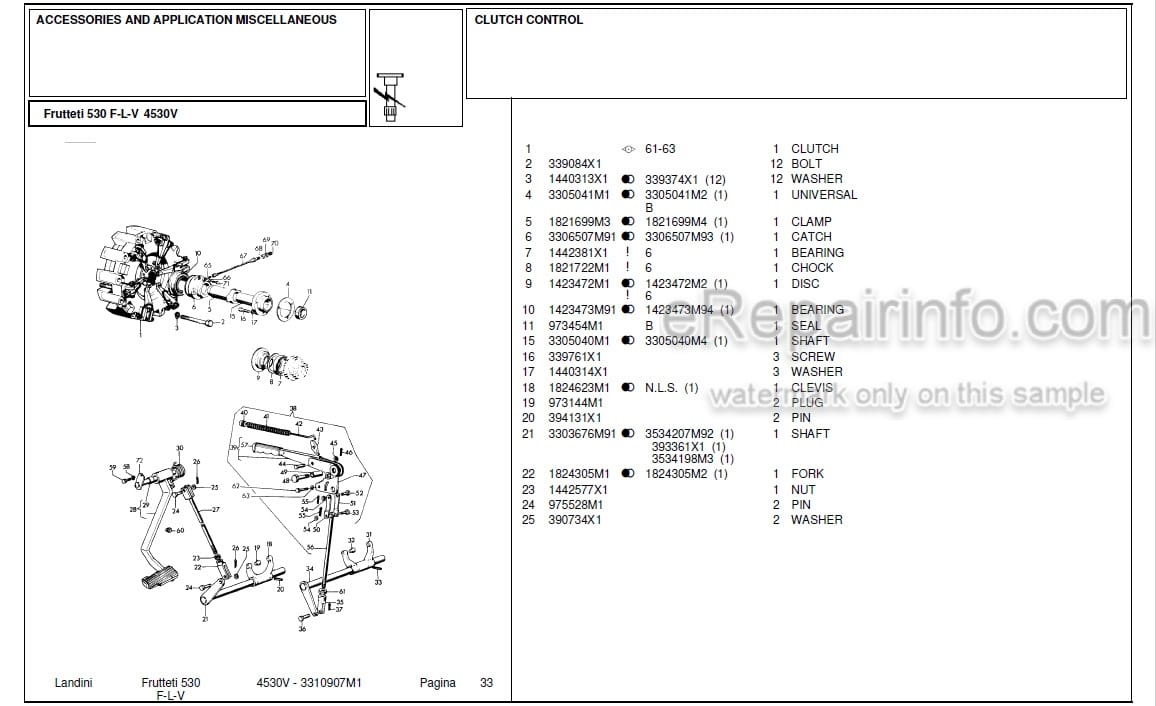 Photo 6 - Landini CF6830 Parts Catalog Crawler Tractor 3310801M2