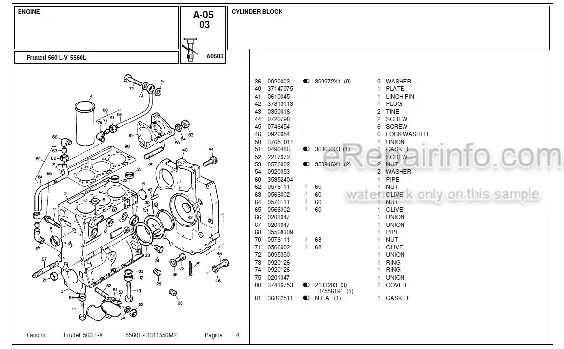 Photo 8 - Landini Frutteti 5560L Parts Catalog Tractor 3311550M2