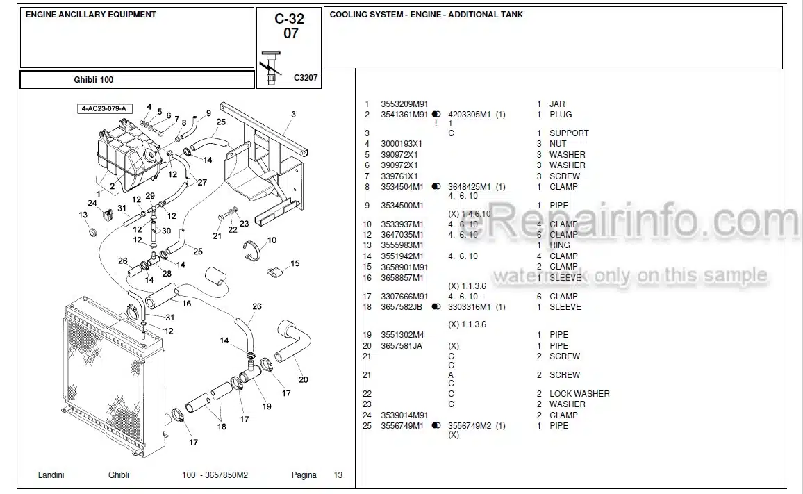 Photo 5 - Landini Ghibli New Tier 2 105 Parts Catalog Tractor 3678325M1
