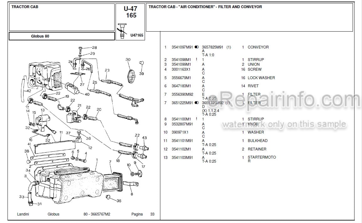 Photo 12 - Landini Globus 80 Parts Catalog Tractor 3665767M2