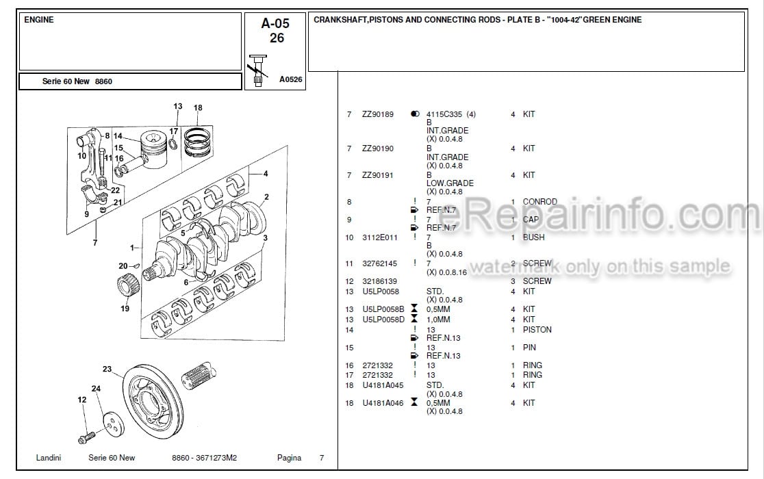 Photo 6 - Landini Serie 60 New 7860 Parts Catalog Tractor 3671272M2