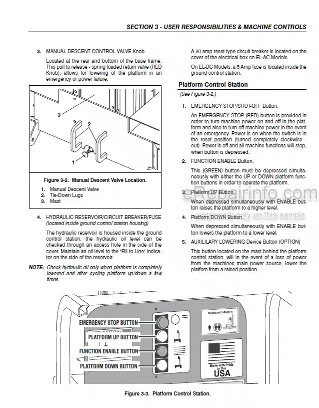 Photo 4 - JLG EL Series 20EL 25EL 30EL 36EL 41EL Operation And Safety Manual Vertical Mast 3120781