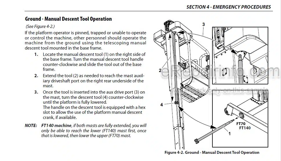 Photo 1 - JLG FT70 FT140 Operation Safety Service Maintenance Manual Liftpod