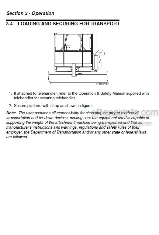 Photo 5 - JLG Operation And Safety Manual Platform For 3513PS 4013PS 4014PS 4017PS Telehandler