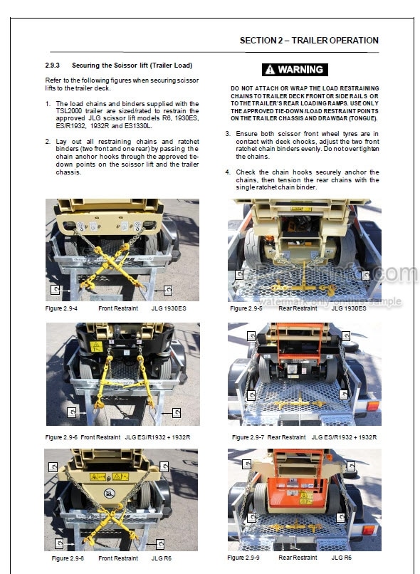 Photo 5 - JLG Operation Safety Service Maintenance Parts Manual Supplement Load Sensing System For Vertical Lift