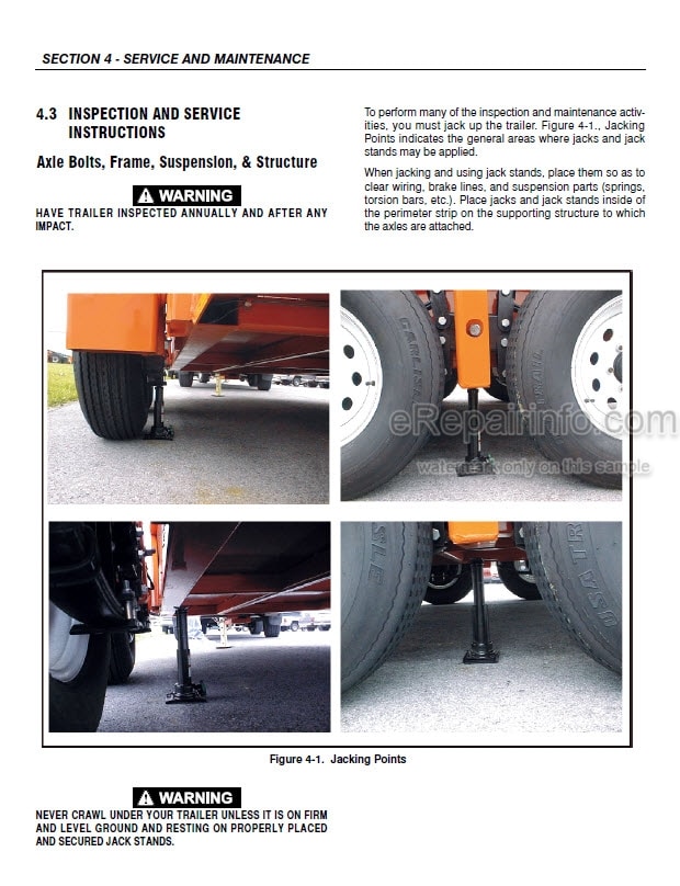 Photo 4 - JLG Triple-L Operation And Safety Service Manual Trailer 3121224