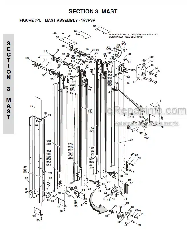 Photo 1 - JLG 15VPSP Illustrated Parts Manual Vertical Mast