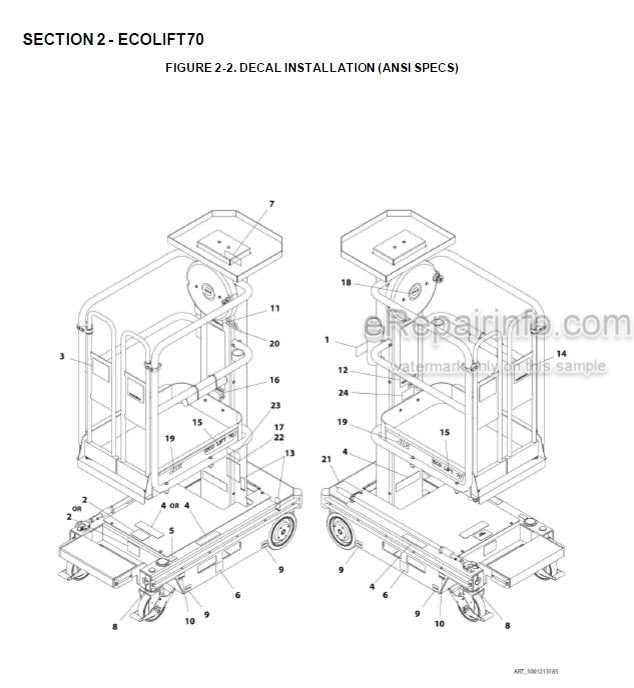 Photo 2 - JLG Ecolift 50 Ecolift 70 830P Illustrated Parts Manual Vertical Mast 3121743 SN1