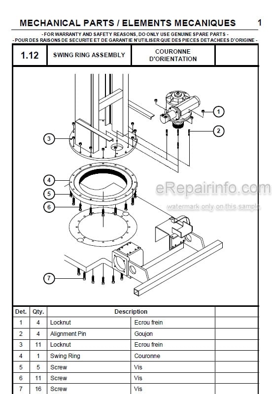 Photo 5 - JLG Grove Delta Toucan 1100 Spare Parts Manual Mast Boom Lift MA0086-00
