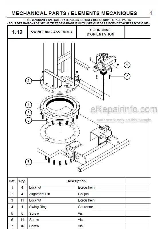 Photo 1 - JLG Grove Delta Toucan 1100 Spare Parts Manual Mast Boom Lift MA0086-00