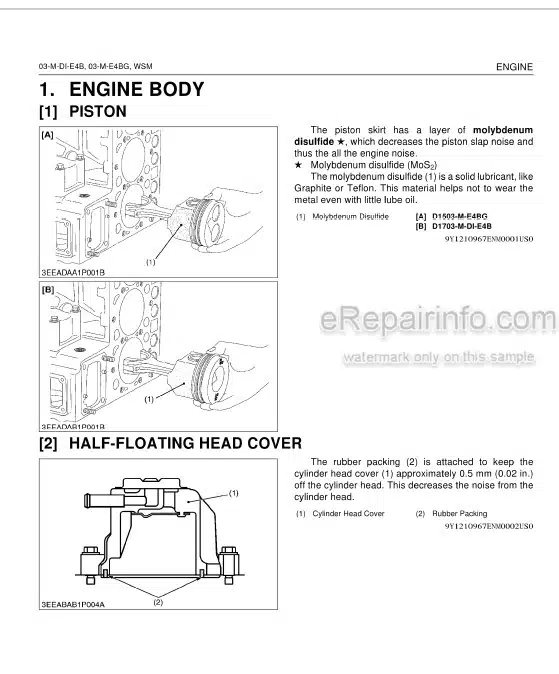 Photo 5 - Kubota 03-M-E2B Series Workshop Manual Diesel Engine 9Y011-02813