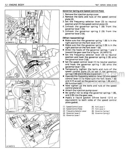 Photo 2 - Kubota BG Series Workshop Manual Diesel Engine 9Y011-01443