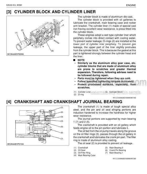 Photo 1 - Kubota EA330-E3 Series Workshop Manual Diesel Engine 9Y111-00682