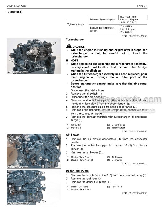 Photo 3 - Kubota V1505-T-E4B Workshop Manual Diesel Engine 9Y111-07864