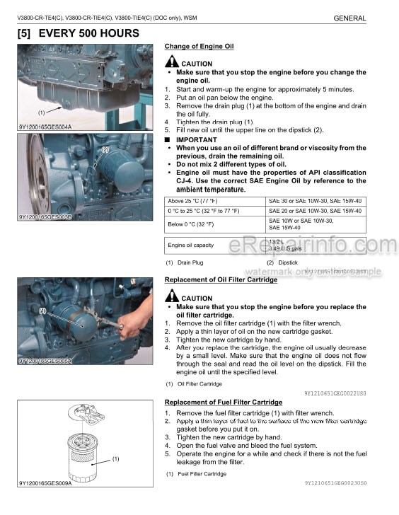 Photo 4 - Kubota V3800-CR-TE4 To V3800-TIE4C Engine Workshop Manual Diesel Engine 9Y111-06516