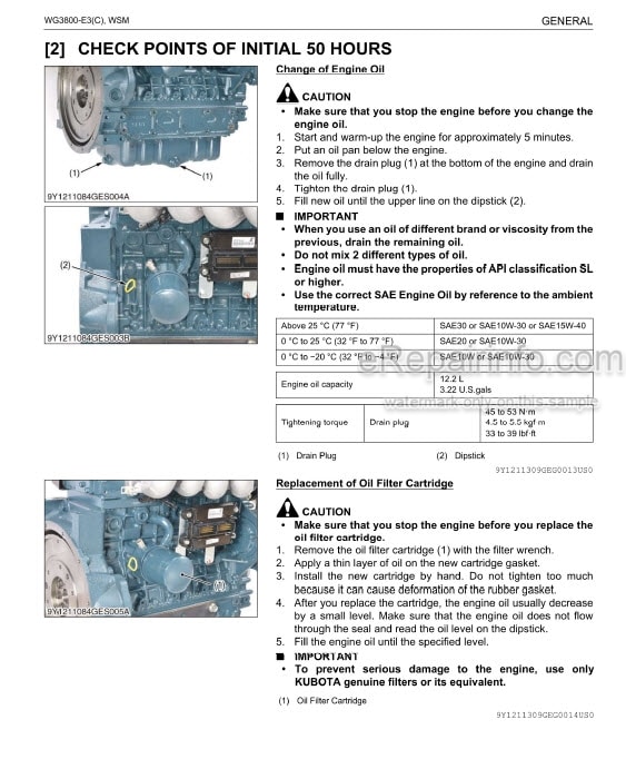 Photo 2 - Kubota WG3800-E3 WG3800-E3C Workshop Manual Gasoline LPG Natural Gas Engine 9Y111-13095