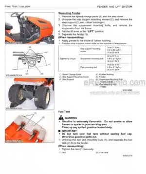 Photo 1 - Kubota T1880 T2080 T2380 Workshop Manual Mower 9Y111-01106