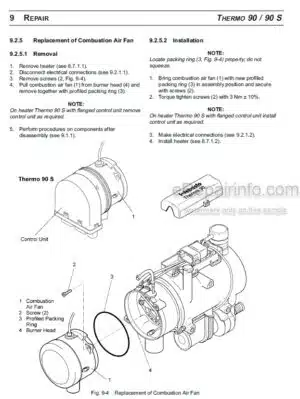 Photo 10 - Webasto Thermo 90 90S Workshop Manual Coolant Heater 907400