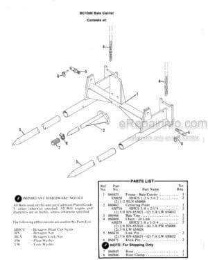 Photo 1 - Gehl BC1500 Operators And Service Parts Manual Bale Carrier 902147