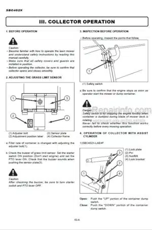 Photo 5 - Iseki SBC500GHW GLW Assembly Operating Service Safety Manual Grass Collector For Mower