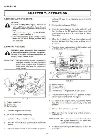 Photo 5 - Iseki SF300 Operators Manual Front Mower 9211-01-500