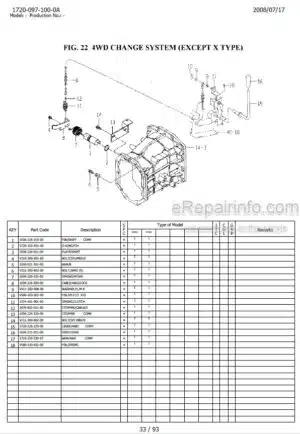 Photo 10 - Iseki SF303 SF333 Parts Catalog Mower Chassis 1720-097-100-0A