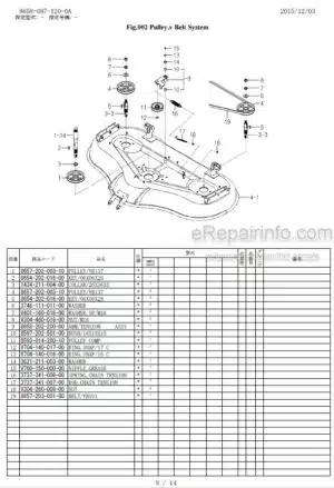 Photo 7 - Iseki SMM54 SXG22 Parts Catalog Mower Deck 8658-097-120-0A