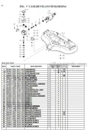 Photo 6 - Iseki SRA950 SRA950F Parts List Ride-On Bush Cutter