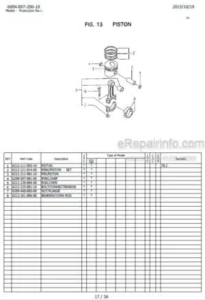 Photo 6 - Iseki TM223 Parts Catalog Tractor Engine 6004-097-240-0A