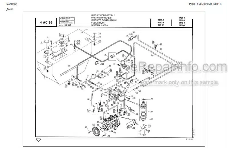 Photo 1 - Manitou M26-2 M30-2 MC30 M26-4 M30-4 Genuine Parts Catalogue Forklift 547511