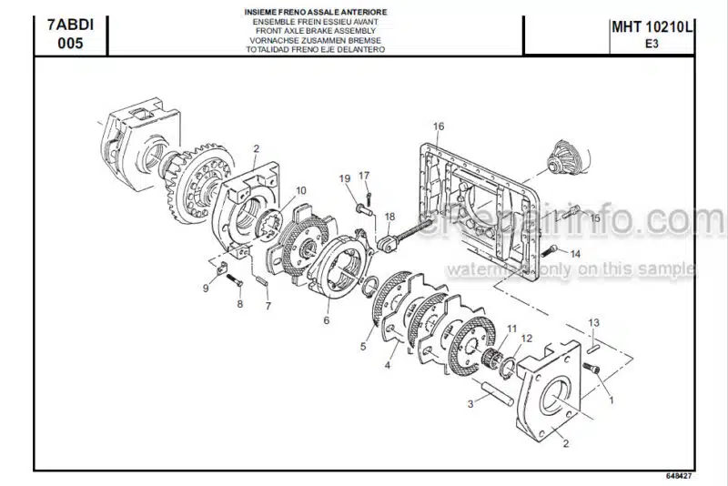 Photo 1 - Manitou MHT10210L E3 Parts Catalogue Telehandler 648427