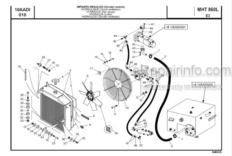 Photo 1 - Manitou MHT860L Evolution E3 Tier III Parts Manual Telehandler 648435P
