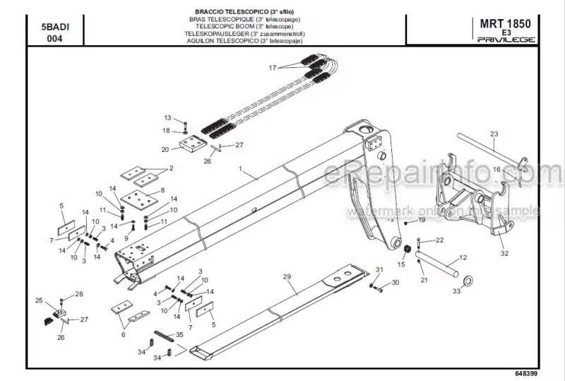 Photo 1 - Manitou MRT1850 E3 Privilege Parts Catalogue Telehandler 648399