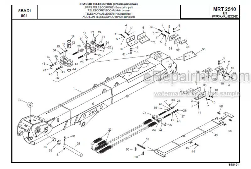 Photo 1 - Manitou MRT2540 E3 Privilege Parts Catalogue Telehandler 648401
