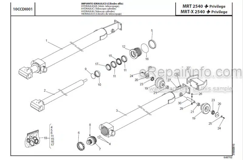 Photo 1 - Manitou MRT2540 MRT-X2540 Privilege Plus Parts Catalogue Telehandler