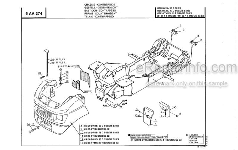 Photo 1 - Manitou MSI20D To MH25-4 Turbo Buggie Series 2 E2 Parts Catalog Forklift CD547876