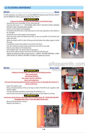 Photo 6 - Manitou MVT628T Comfort Line Operators Service Manual Telehandler 648017