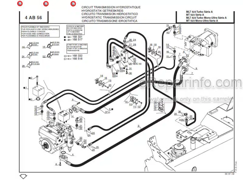 Photo 1 - Manitou MT523 MLT523 Turbo Series A Parts Manual Telehandler 547790P