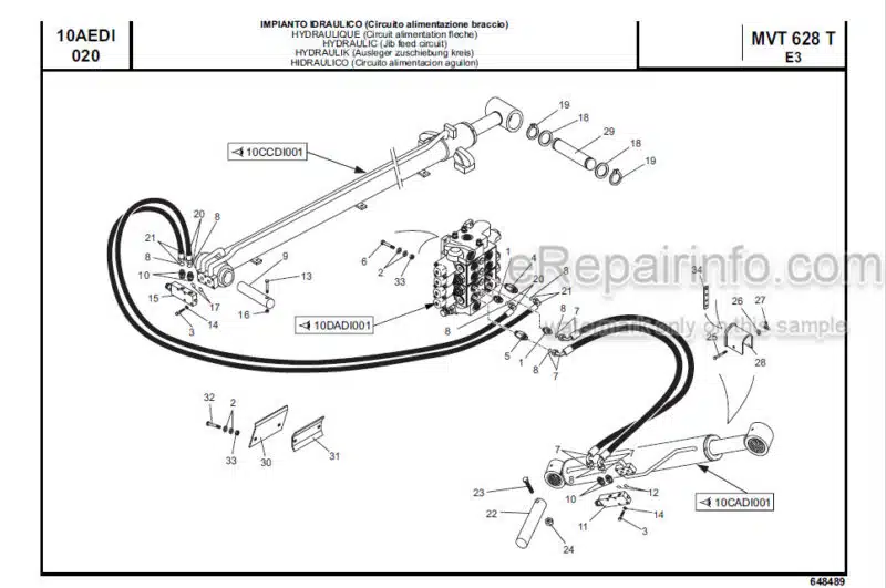 Photo 1 - Manitou MVT628T Evolution E3 Tier III Parts Manual Telehandler 648489P
