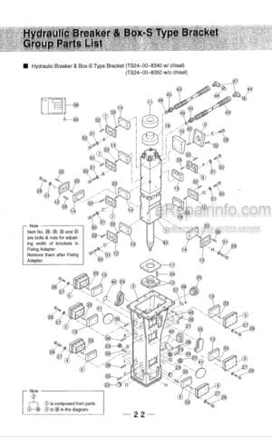 Photo 1 - Takeuchi TKB1101 TKB1101S Instruction Manual And Parts List Hydraulic Breaker