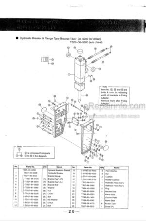 Photo 3 - Takeuchi TKB1600 TKB1600S Instruction Manual And Parts List Hydraulic Breaker