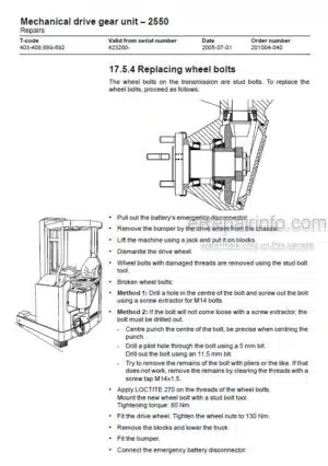 Photo 7 - Toyota 7FBRE12 To 7FBRE25C Master Service Manual Reach Truck 201004-040 SN423260-